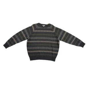 Peter Millar Sweater Mens Size XL Gray Fair Isle‎ Wool Blend Crewneck Knit Y2K